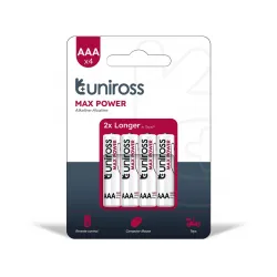 Uniross Max Power Alkaline AAA 1,5V - 4 stk. - Batteri Uniross Max Power Alkaline AAA 1,5V - 4 stk. - Batteri